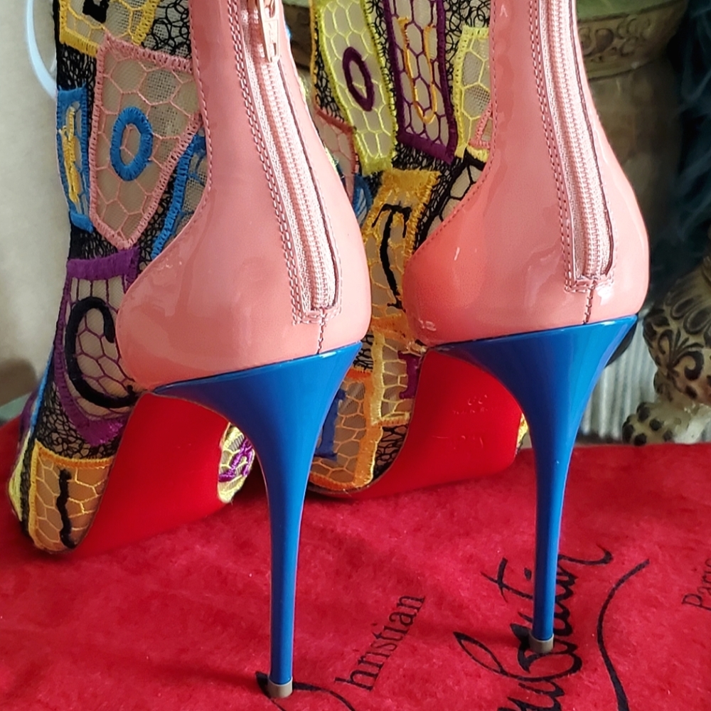 ✅️RARE⚜️Christian Louboutin 💜😻Gipsybootie SPC 100mm Stilettos - Picture 14 of 16